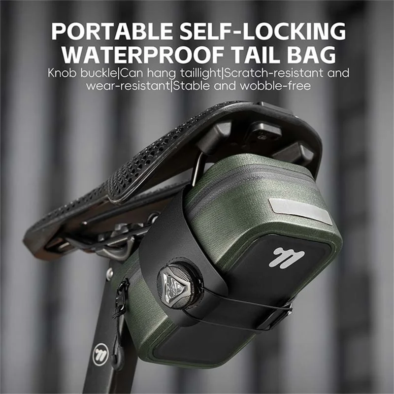 WEST BIKING YP0707394 Bike Saddle Bag Self Locking Waterproof Bicycle Seat Pack Portable Tool Storage Pouch - Black