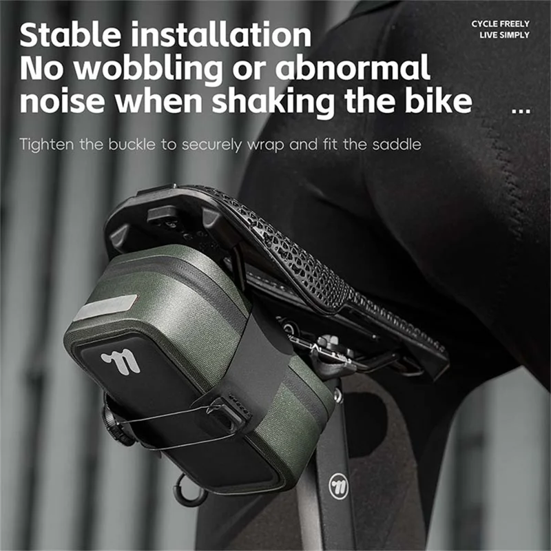 WEST BIKING YP0707394 Bike Saddle Bag Self Locking Waterproof Bicycle Seat Pack Portable Tool Storage Pouch - Black