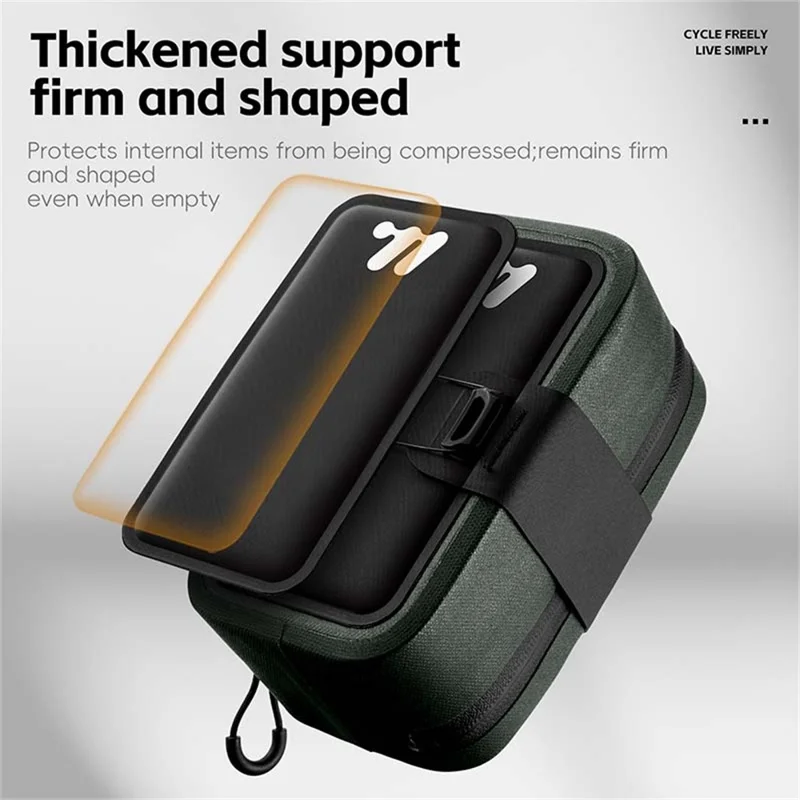WEST BIKING YP0707394 Bike Saddle Bag Self Locking Waterproof Bicycle Seat Pack Portable Tool Storage Pouch - Black