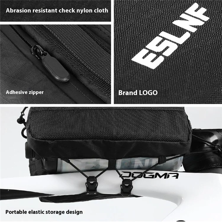 ESLNF Bolsa de doble cara para cuadro de bicicleta, bolsa para manillar de bicicletas de montaña y carretera, bolsa para tubo superior, 17 x 26 x 10 cm
