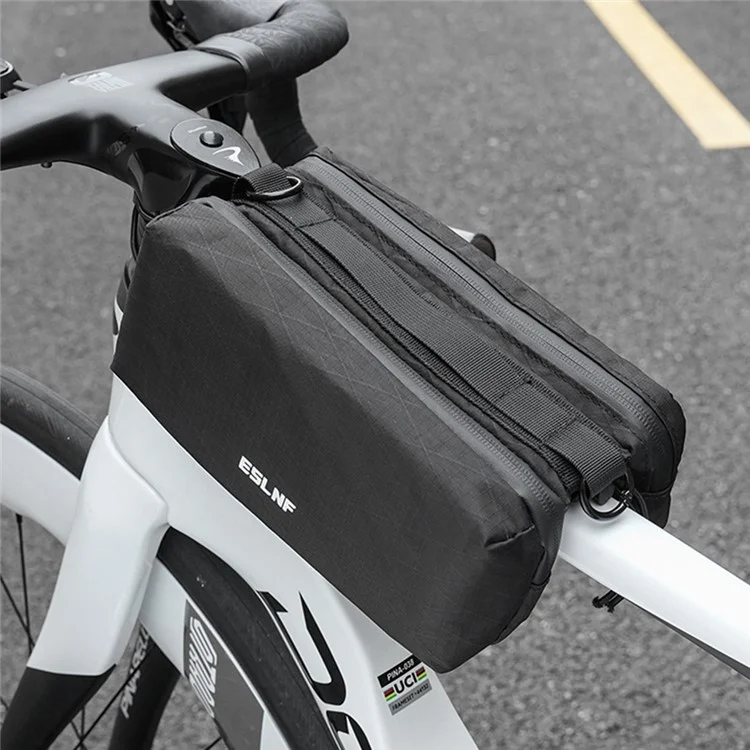 ESLNF Bolsa de doble cara para cuadro de bicicleta, bolsa para manillar de bicicletas de montaña y carretera, bolsa para tubo superior, 17 x 26 x 10 cm