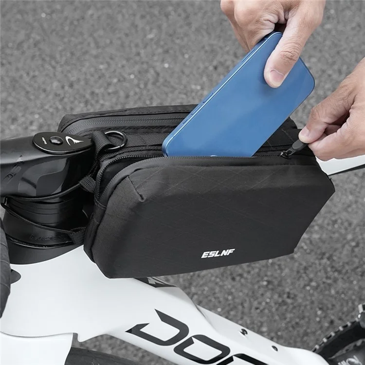 ESLNF Bolsa de doble cara para cuadro de bicicleta, bolsa para manillar de bicicletas de montaña y carretera, bolsa para tubo superior, 17 x 26 x 10 cm