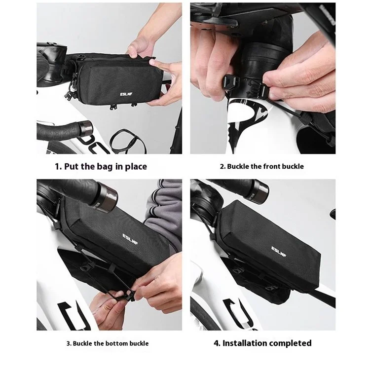ESLNF Bolsa de doble cara para cuadro de bicicleta, bolsa para manillar de bicicletas de montaña y carretera, bolsa para tubo superior, 17 x 26 x 10 cm