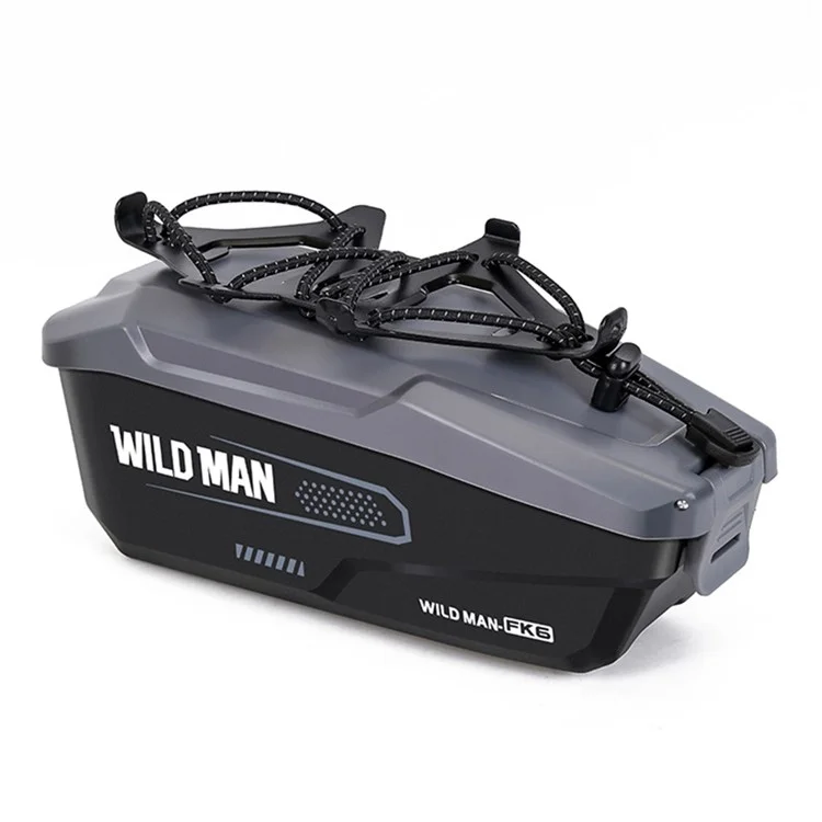 WILD MAN FK6 1L Sacoche de Cadre de Vélo Pochette de Tube Avant avec Coque en PC à Libération Rapide et Sangle Élastique Support de Téléphone - Noir+Gris