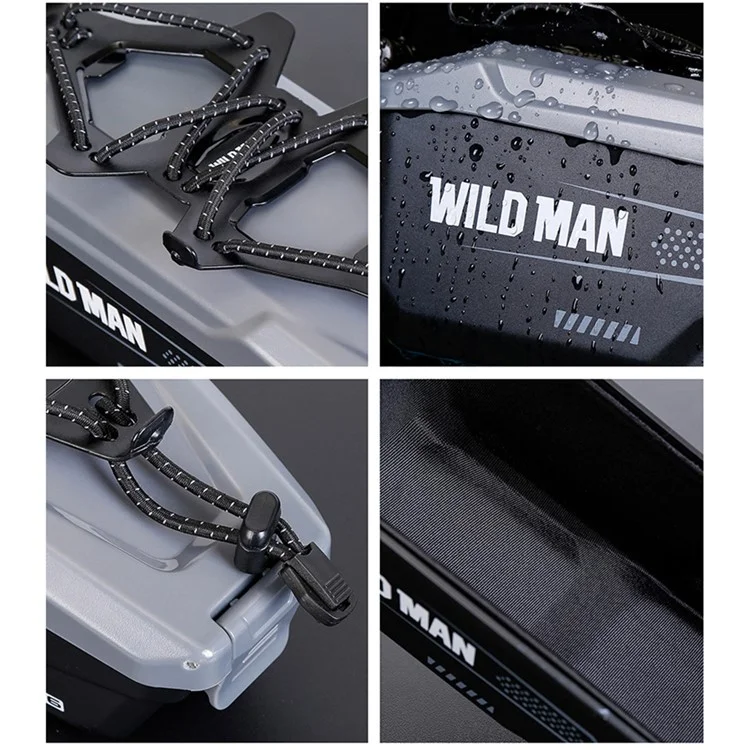 WILD MAN FK6 1L Sacoche de Cadre de Vélo Pochette de Tube Avant avec Coque en PC à Libération Rapide et Sangle Élastique Support de Téléphone - Noir+Gris