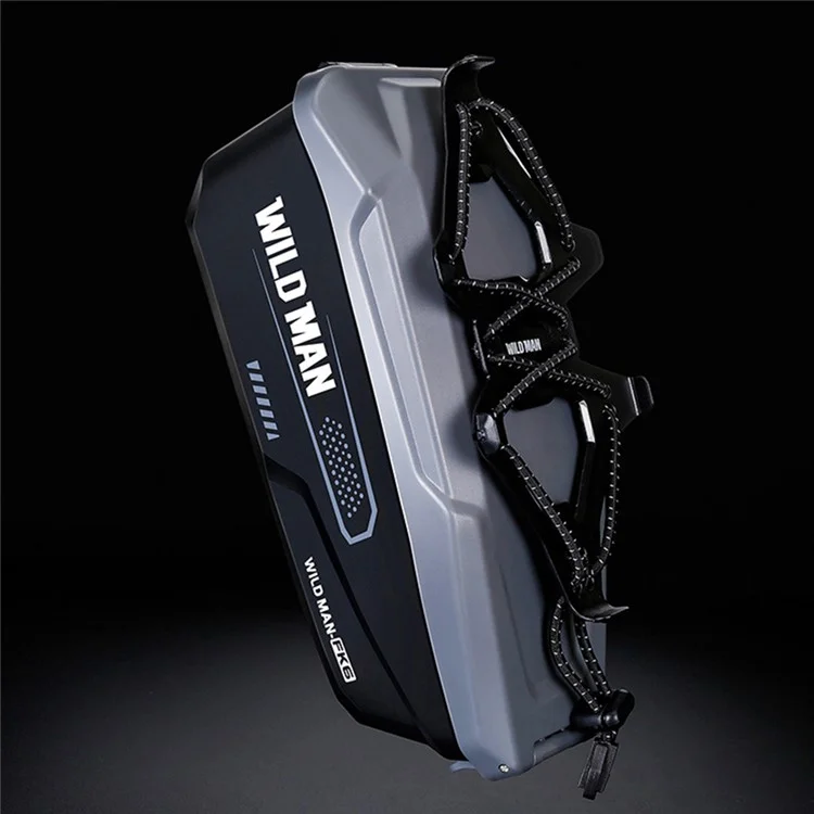 WILD MAN FK6 1L Sacoche de Cadre de Vélo Pochette de Tube Avant avec Coque en PC à Libération Rapide et Sangle Élastique Support de Téléphone - Noir+Gris