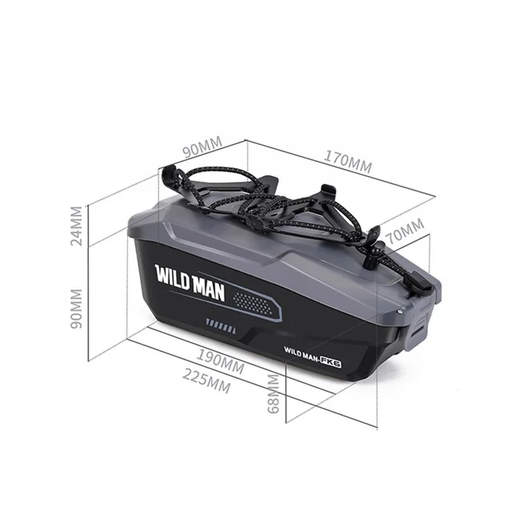 WILD MAN FK6 1L Sacoche de Cadre de Vélo Pochette de Tube Avant avec Coque en PC à Libération Rapide et Sangle Élastique Support de Téléphone - Noir+Gris