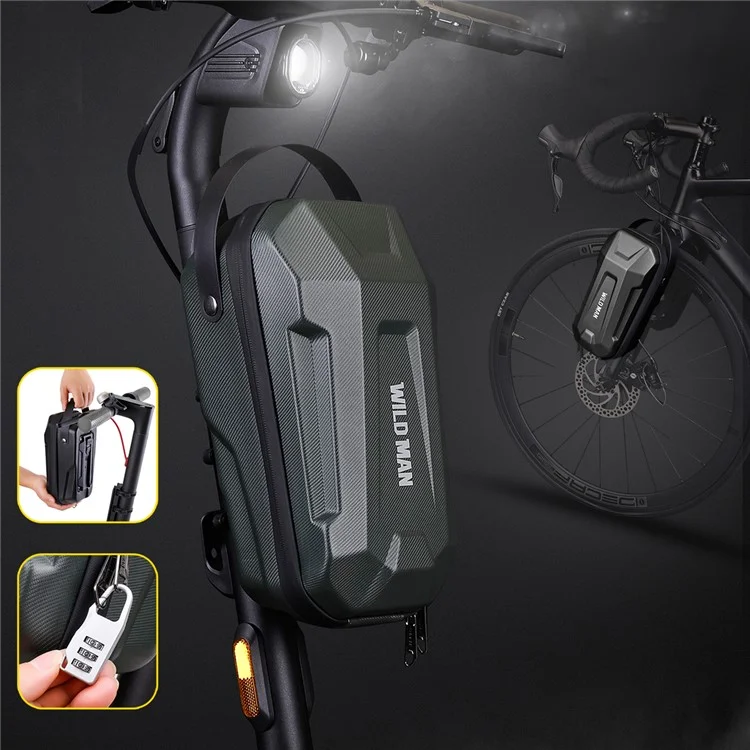 WILD MAN GD99X 1L Elektroroller EVA Hartschalen-Schnellverschluss-Lenkertasche für Falt-E-Bike, Größe S - Armeegrün