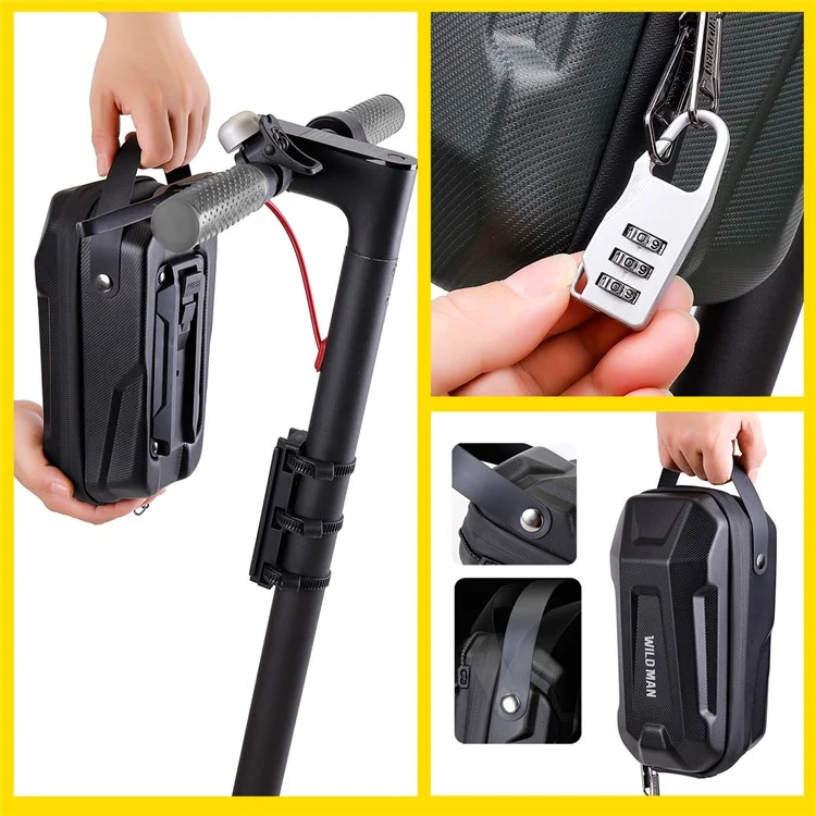 WILD MAN GD99X 1L Elektroroller EVA Hartschalen-Schnellverschluss-Lenkertasche für Falt-E-Bike, Größe S - Armeegrün