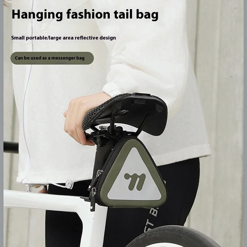 WEST BIKING YP0707399 Bike Hanging Tail Bag Reflective Night Riding Tool Storage Bag with Crossbody Rope - Green