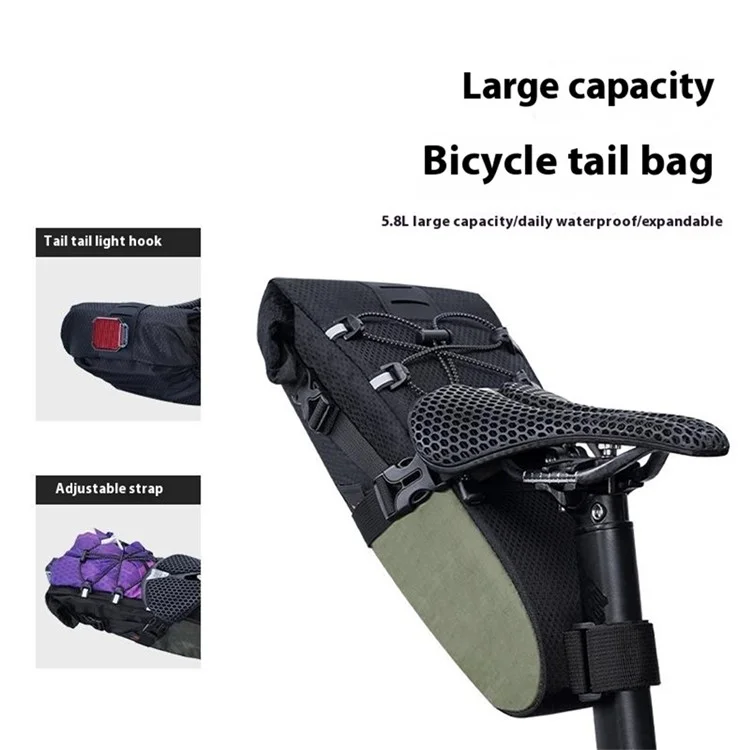 ENLEE Outdoor Fahrrad-Gepäcktasche Multifunktional 5,8L Große Kapazität Wasserdicht Fahrrad-Rücktasche - Grün