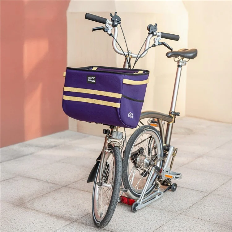 ROCKBROS W016 16L Waterproof Handlebar Bag for Folding Bike Aluminum Frame Cycling Storage Front Basket - Purple