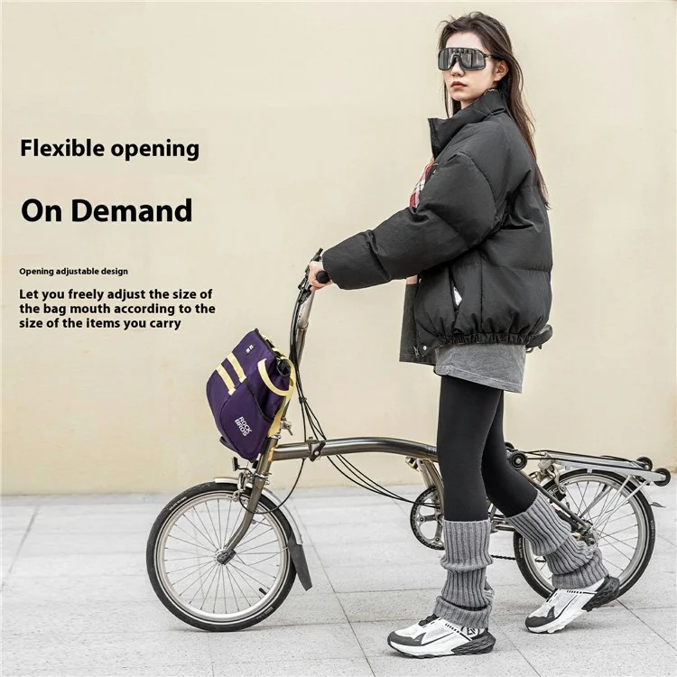 ROCKBROS W016 16L Waterproof Handlebar Bag for Folding Bike Aluminum Frame Cycling Storage Front Basket - Purple