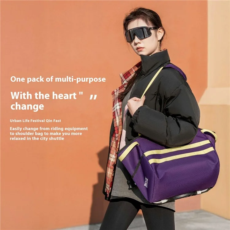 ROCKBROS W016 16L Waterproof Handlebar Bag for Folding Bike Aluminum Frame Cycling Storage Front Basket - Purple