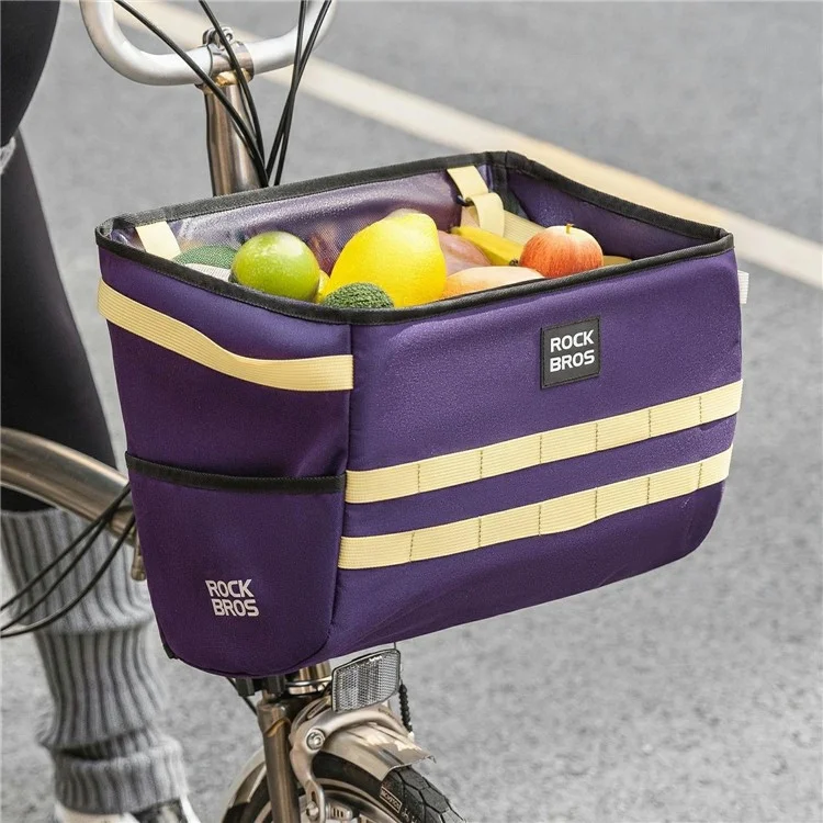 ROCKBROS W016 16L Waterproof Handlebar Bag for Folding Bike Aluminum Frame Cycling Storage Front Basket - Purple