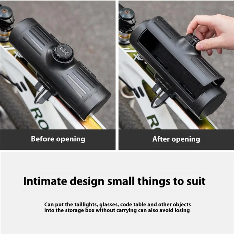 ROCKBROS 30120125 / 89111 Anti Theft Hard Shell Cycling Storage Box with Combination Lock for Mountain Road Bicycle - Black