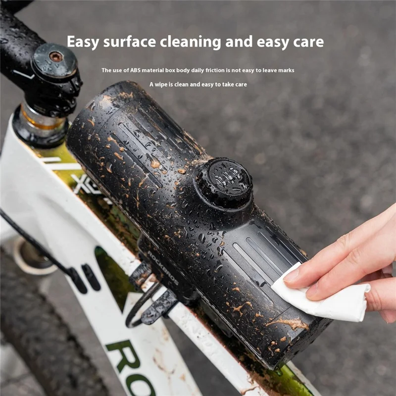 ROCKBROS 30120125 / 89111 Anti Theft Hard Shell Cycling Storage Box with Combination Lock for Mountain Road Bicycle - Beige+Brown