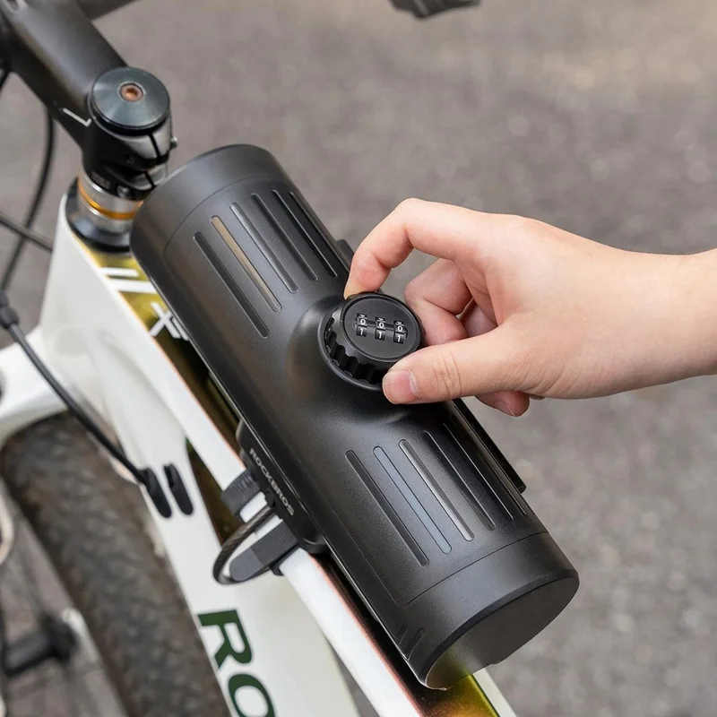 ROCKBROS 30120125 / 89111 Anti Theft Hard Shell Cycling Storage Box with Combination Lock for Mountain Road Bicycle - Beige+Brown