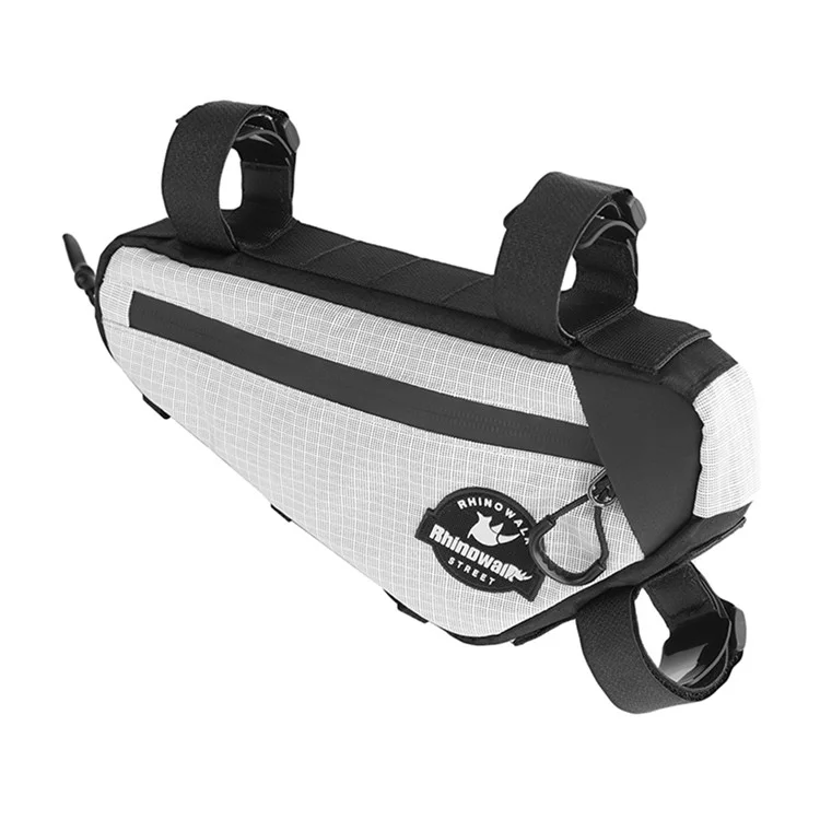 RHINOWALK Road Bike Triangle Frame Bag Waterproof Cycling Bag with Hidden Cable Port - White
