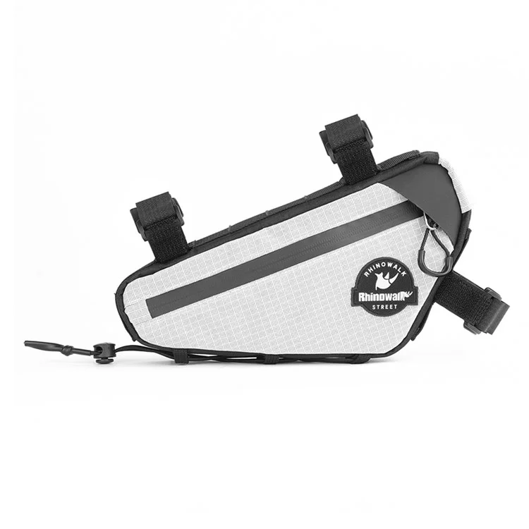RHINOWALK Road Bike Triangle Frame Bag Waterproof Cycling Bag with Hidden Cable Port - White