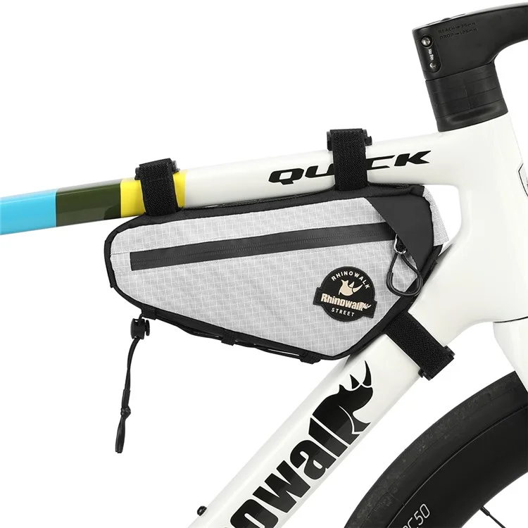 RHINOWALK Road Bike Triangle Frame Bag Waterproof Cycling Bag with Hidden Cable Port - White