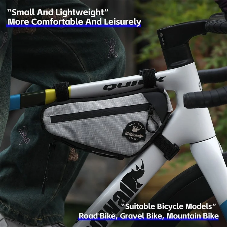 RHINOWALK Road Bike Triangle Frame Bag Waterproof Cycling Bag with Hidden Cable Port - White
