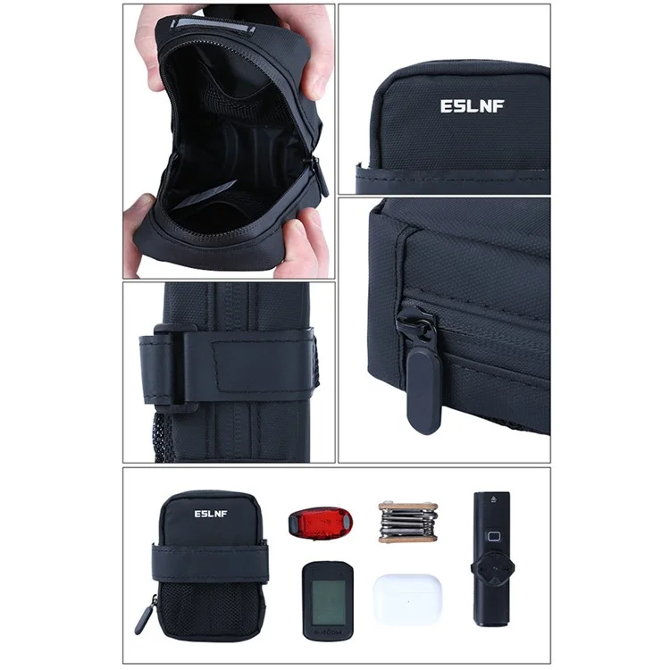ESLNF 07CI0012 Cycling Equipment Riding Saddle Bag Bike Tool Kit Mini Tail Bag with Valve - Silver