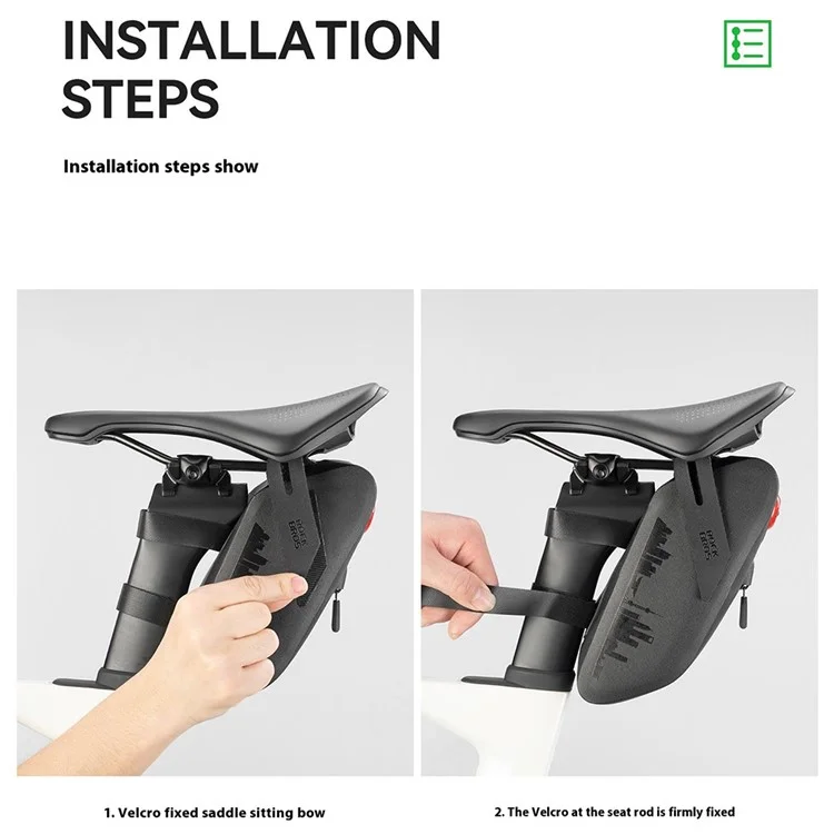 ROCKBROS 0.8L Waterproof Bike Saddle Bag with Smart Brake Sensing Taillight for Night Riding