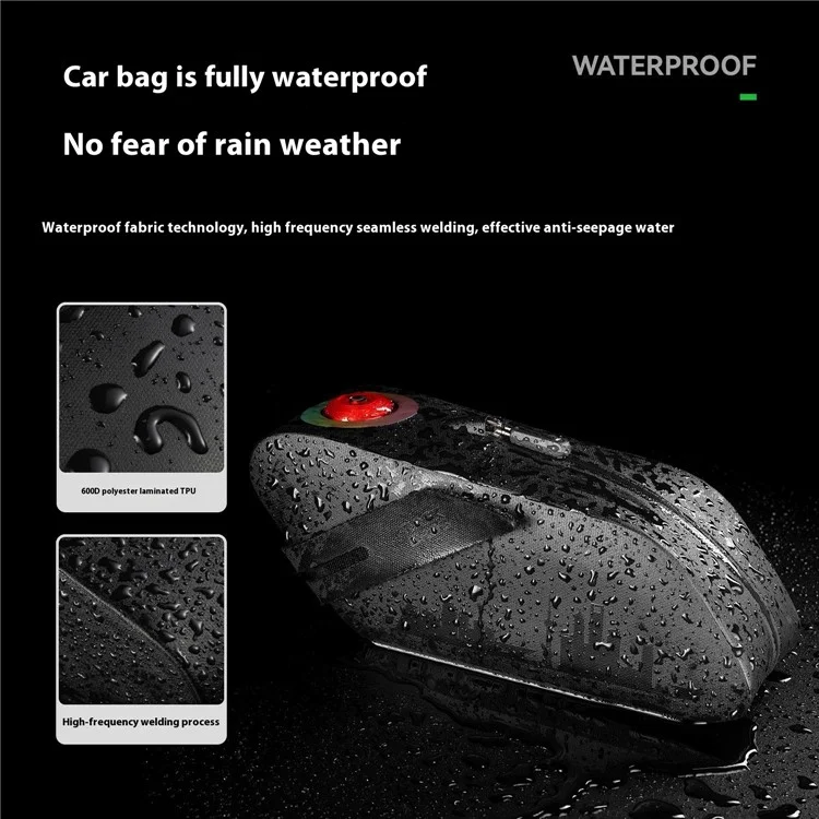 ROCKBROS 0.8L Waterproof Bike Saddle Bag with Smart Brake Sensing Taillight for Night Riding