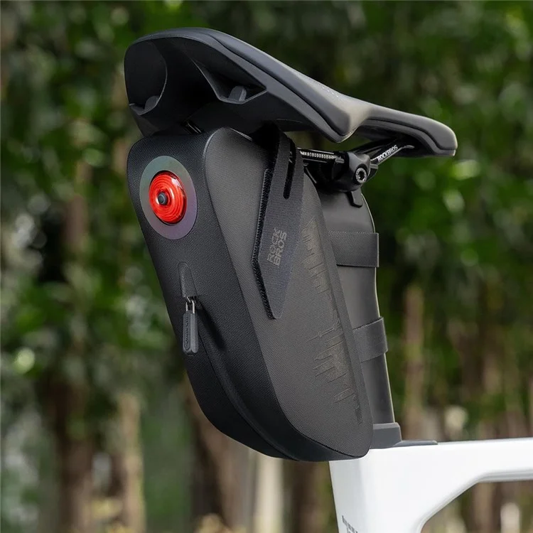 ROCKBROS 0.8L Waterproof Bike Saddle Bag with Smart Brake Sensing Taillight for Night Riding