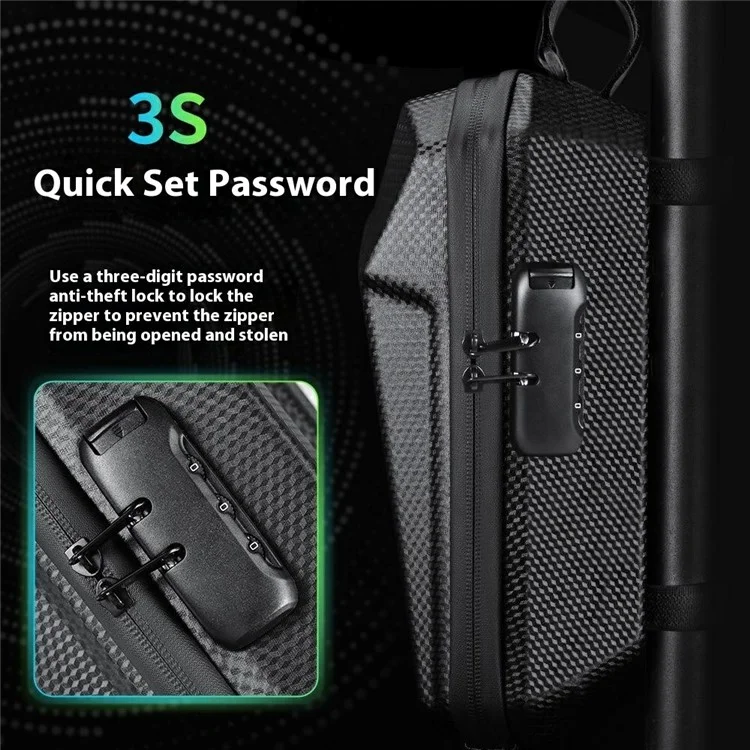 NEWBOLER BIKF-BAG240 3L Electric Scooter Handlebar Bag EVA Hard Shell Password Lock Balance Bike Storage Bag