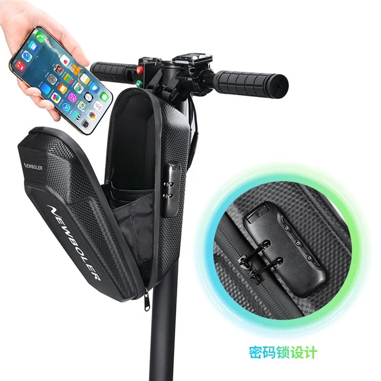 NEWBOLER BIKF-BAG240 Sacoche de guidon de 5 L pour trottinette électrique avec coque rigide EVA et serrure à code pour vélo
