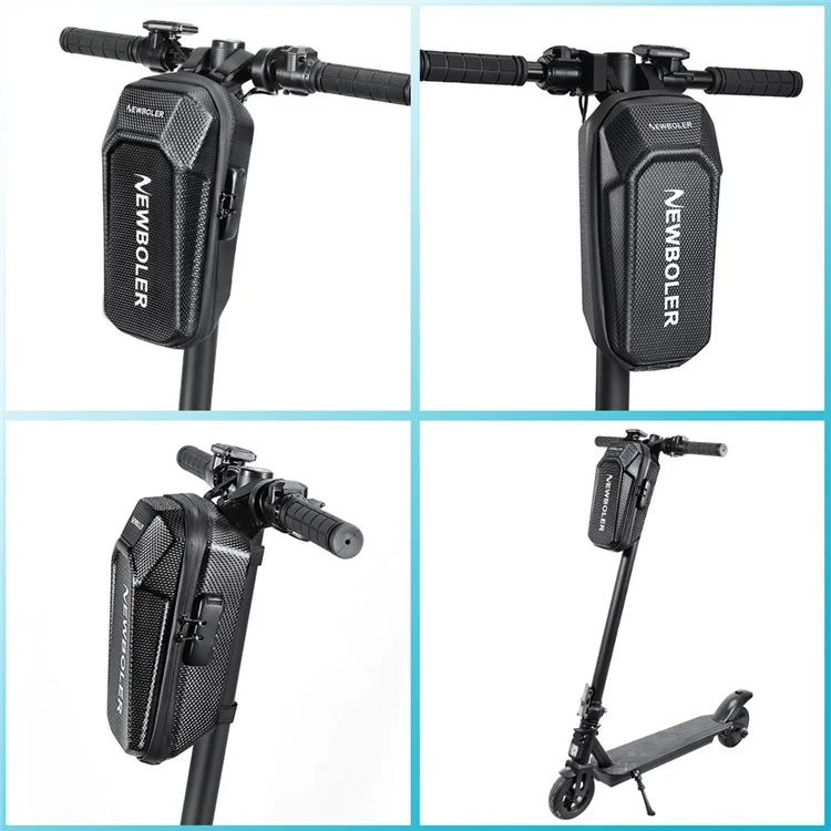 NEWBOLER BIKF-BAG240 Sacoche de guidon de 5 L pour trottinette électrique avec coque rigide EVA et serrure à code pour vélo