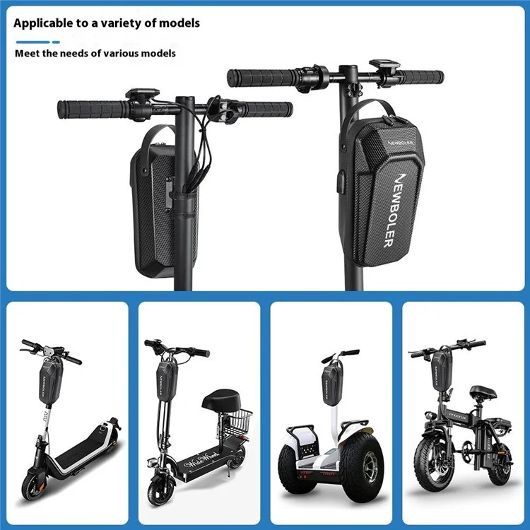 NEWBOLER BIKF-BAG843 Sacoche de guidon 3L étanche pour trottinette électrique et vélo - Coque rigide EVA avec port USB