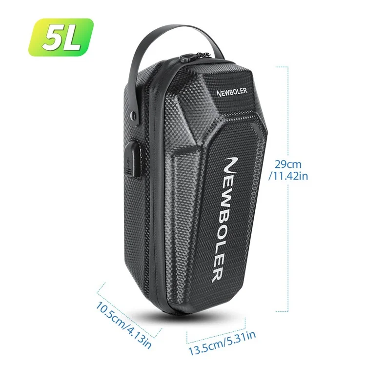 NEWBOLER BIKF-BAG843 5-литровая сумка для электросамоката с USB-портом, водонепроницаемая жесткая сумка из ЭВА для велосипедного руля