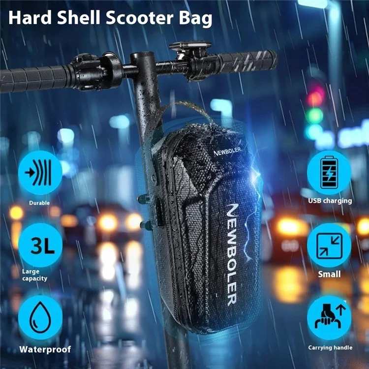 NEWBOLER BIKF-BAG843 5-литровая сумка для электросамоката с USB-портом, водонепроницаемая жесткая сумка из ЭВА для велосипедного руля