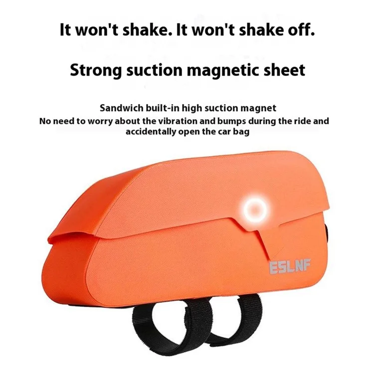 ESLNF 07CF0012 Road Mountain Bike Frame Bag Magnetic Flip Cover TPU Waterproof Bicycle Top Tube Bag - Orange