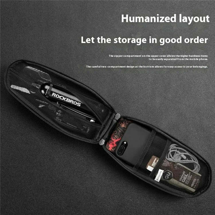 ROCKBROS B60 Bike Frame Bag 1L Waterproof Mountain Road Bicycle Top Tube Hardshell Storage Bag