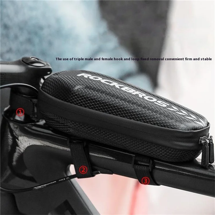 ROCKBROS B61 Bike Frame Bag 1.5L Waterproof Mountain Road Bicycle Top Tube Hardshell Storage Bag