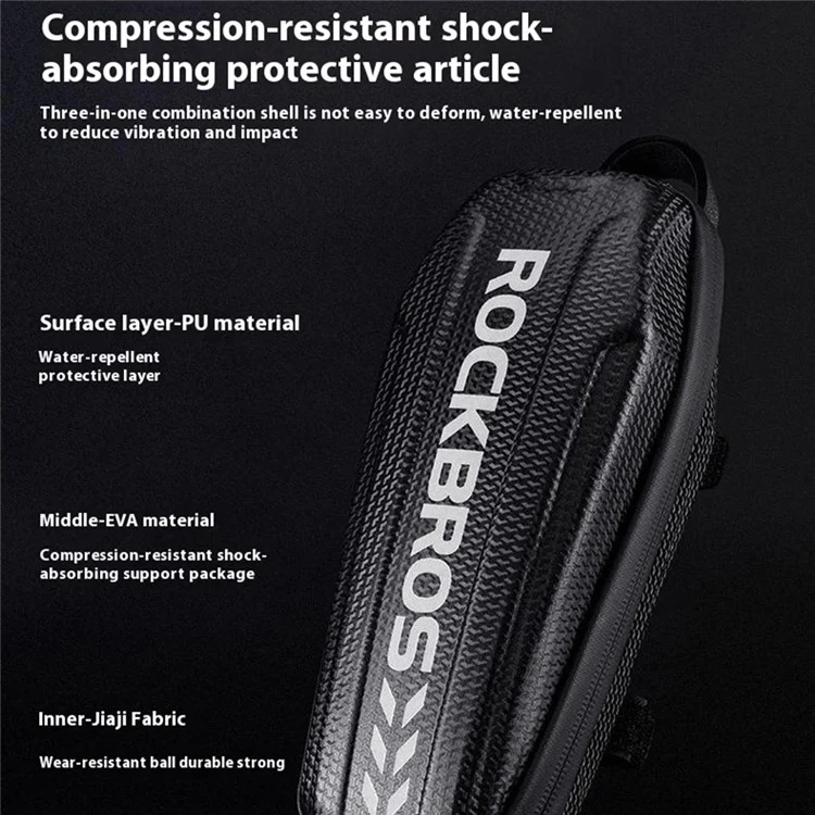 ROCKBROS B61 Bike Frame Bag 1.5L Waterproof Mountain Road Bicycle Top Tube Hardshell Storage Bag