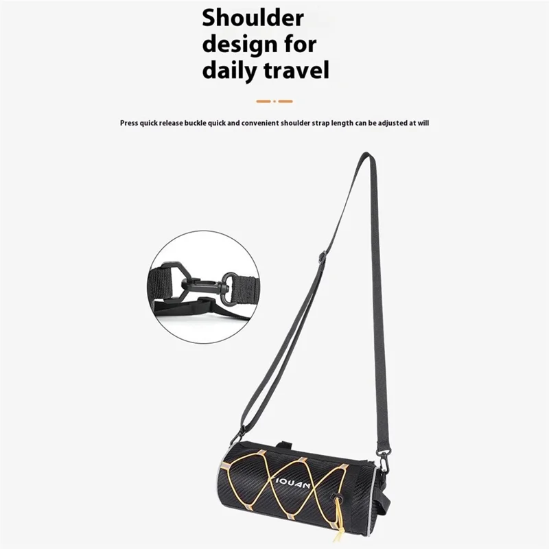 YIQUAN 07CD0040 Borsa Cilindrica per Manubrio da Bicicletta, Sacca Riflettente per Ciclismo con Tracolla