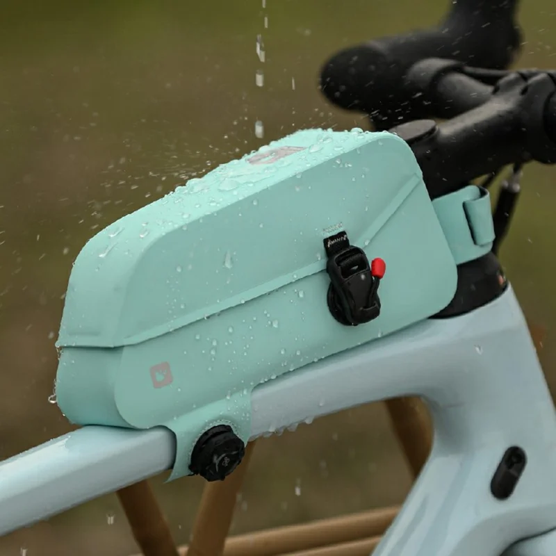 RHINOWALK Sacoche de vélo imperméable pour tube supérieur avec fermeture magnétique et libération rapide pour cadre de vélo de route - Bleu
