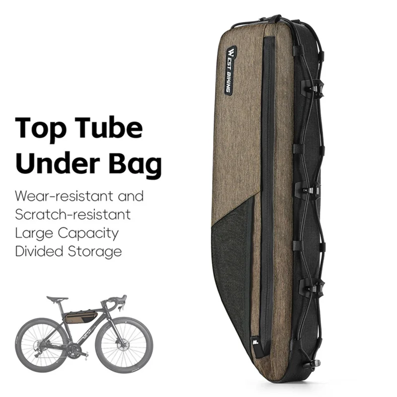 WEST BIKING YP0707400 Borsa per Telaio Bici Borsa Top Tube per Bicicletta da Montagna e Strada Sacca Portaoggetti - Marrone