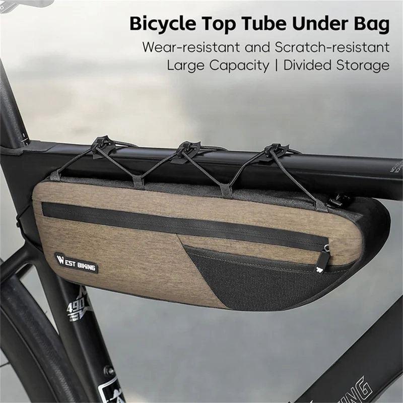 WEST BIKING YP0707400 Borsa per Telaio Bici Borsa Top Tube per Bicicletta da Montagna e Strada Sacca Portaoggetti - Marrone