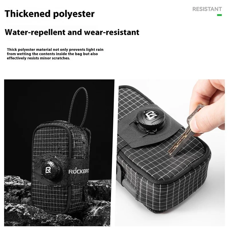 ROCKBROS Bolsa de sillín de bicicleta Perilla de bloqueo automático Portabidón de bicicleta de carretera - Negro
