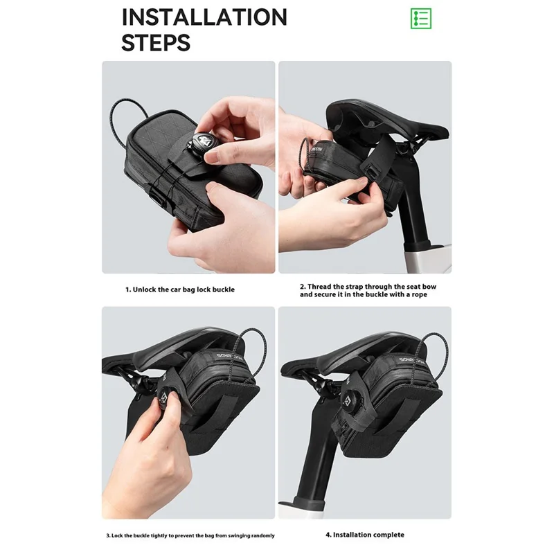 ROCKBROS Bolsa de sillín de bicicleta Perilla de bloqueo automático Portabidón de bicicleta de carretera - Negro
