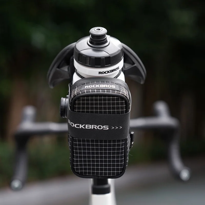 ROCKBROS Bolsa de sillín de bicicleta Perilla de bloqueo automático Portabidón de bicicleta de carretera - Negro