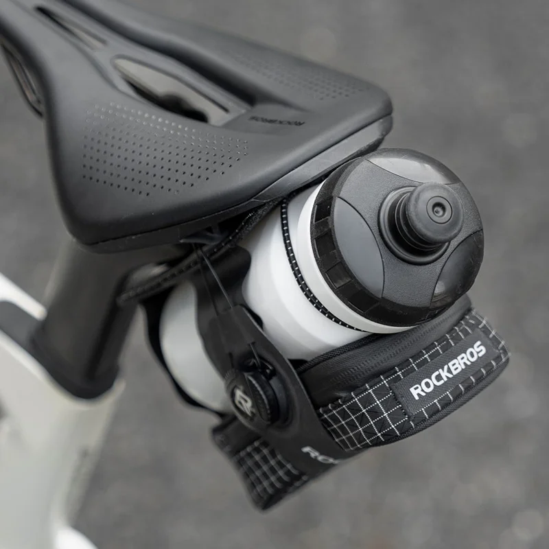 ROCKBROS Bolsa de sillín de bicicleta Perilla de bloqueo automático Portabidón de bicicleta de carretera - Negro
