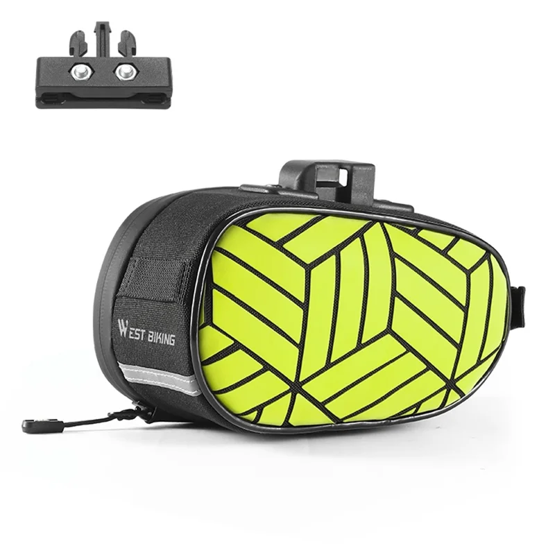 WEST BIKING YP0707362 Sacoche de selle réfléchissante de 1,2 L pour vélo de montagne et route, fixation rapide - Vert