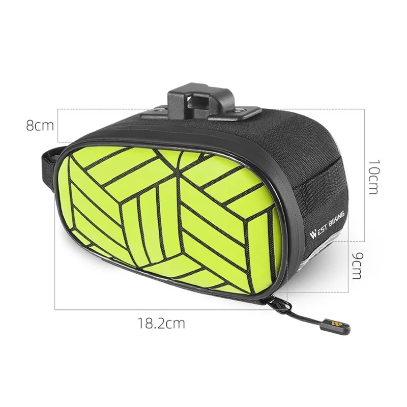 WEST BIKING YP0707362 Sacoche de selle réfléchissante de 1,2 L pour vélo de montagne et route, fixation rapide - Vert